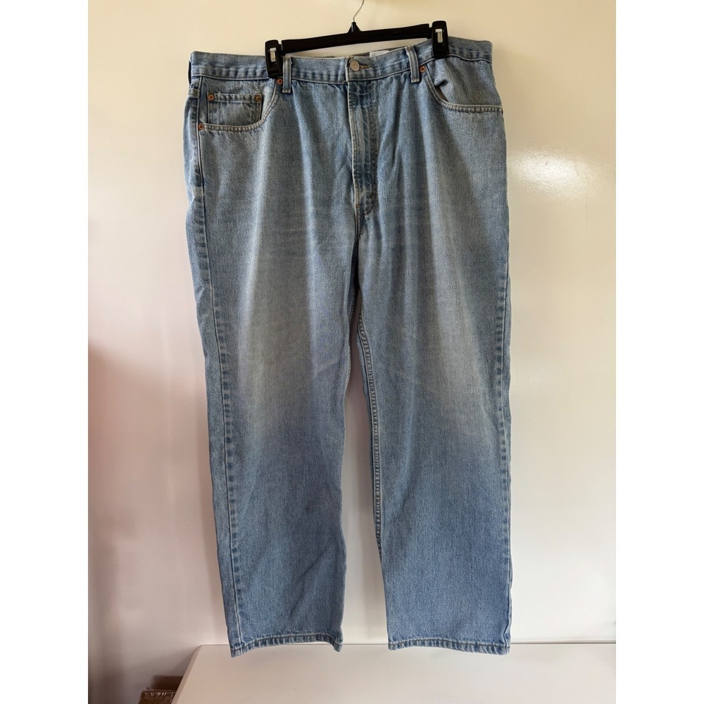 Levis 550 Relaxed Fit Light Wash Denim Jeans Mens 42x30 High Rise Tapered Leg
